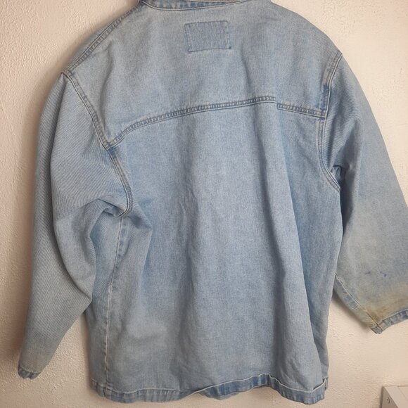 VTG Sostanza Jacket Mens Large Blue Denim Workwear Button Pockets Cotton Rancher - Picture 6 of 7